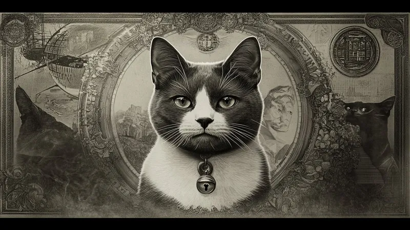 Surreal Feline Currency Sketch - Пример 2