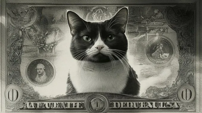 Surreal Feline Currency Sketch - Пример 3