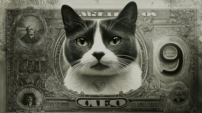 Surreal Feline Currency Sketch - Пример 4