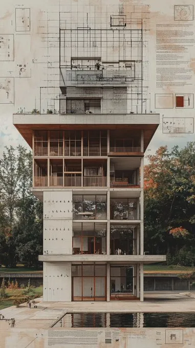 Architectural Blueprint Aesthetic - Пример 3