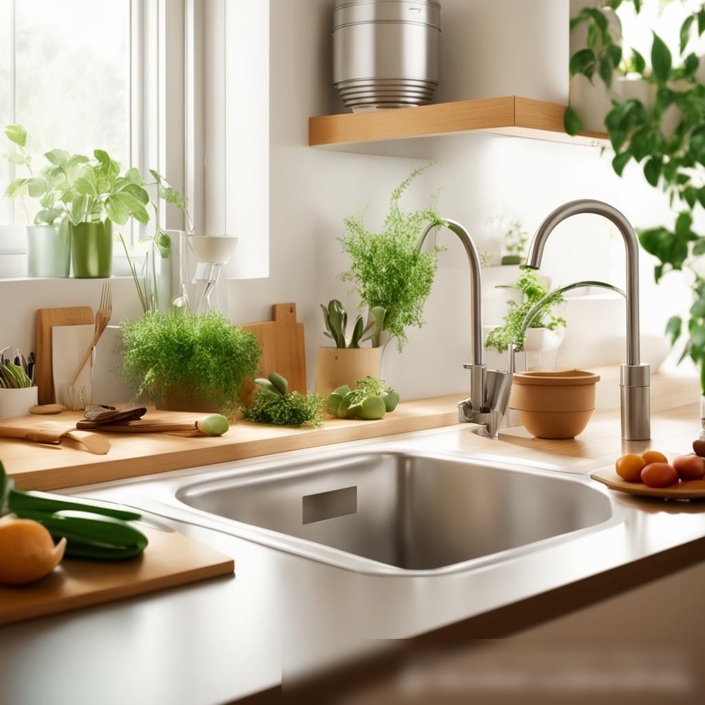 Экологически ориентированная кухня с утилизационной установкой, встроенной в раковину - Пример 3