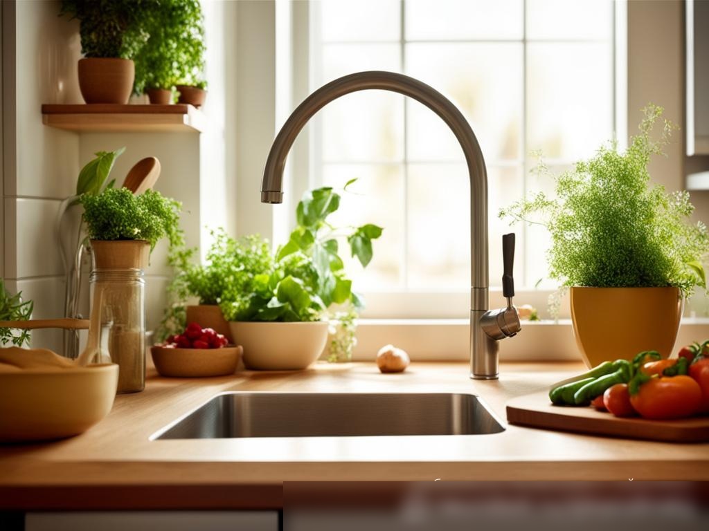 Экологически ориентированная кухня с утилизационной установкой, встроенной в раковину - Пример 4