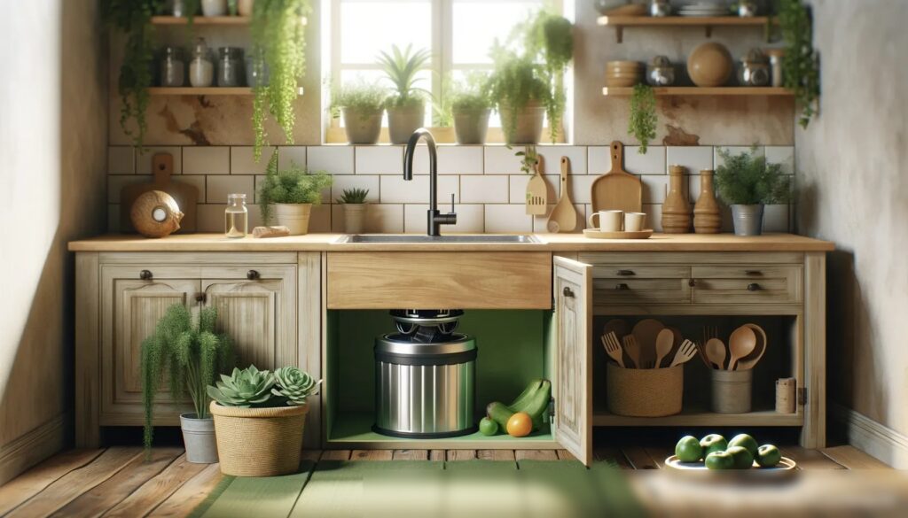 Экологически ориентированная кухня с утилизационной установкой, встроенной в раковину - Пример 1