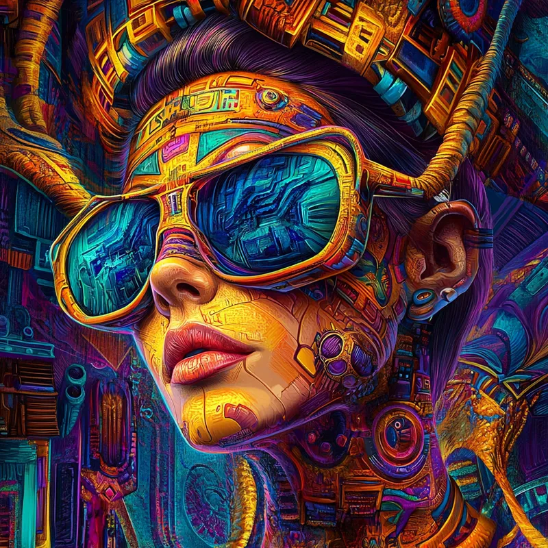 Futuristic Neon Tapestry - Пример 1