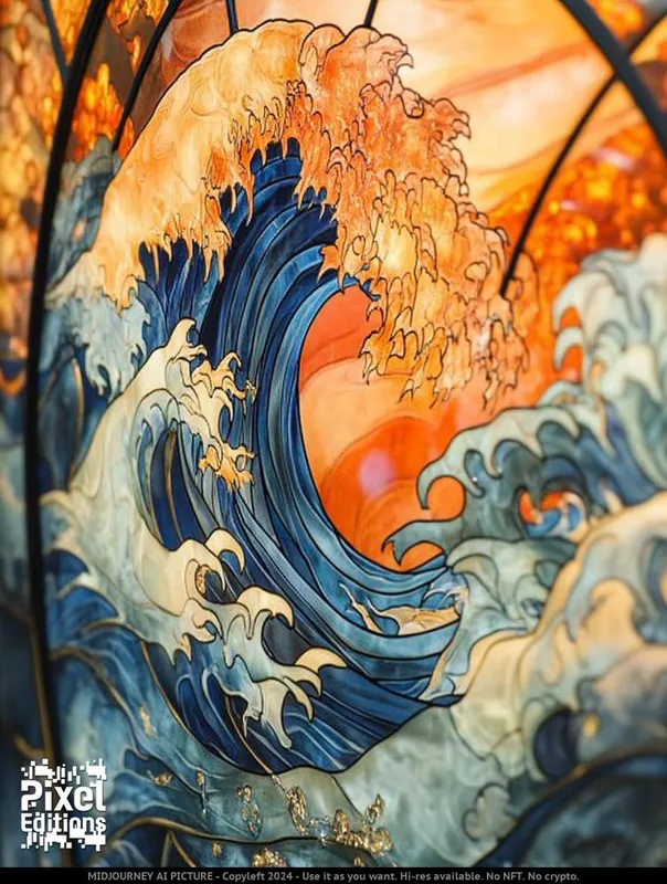 Stained Glass Ocean Wave - Пример 2