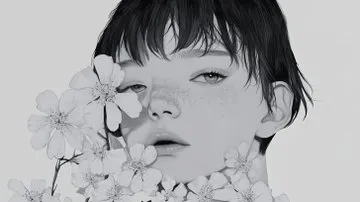 Monochrome Floral Portrait - Пример 2