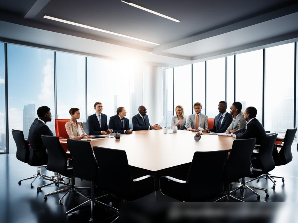 Изображение профессиональной встречи в современном офисе, где обсуждают оптовую продажу товаров для домашнего уборки - Пример 4