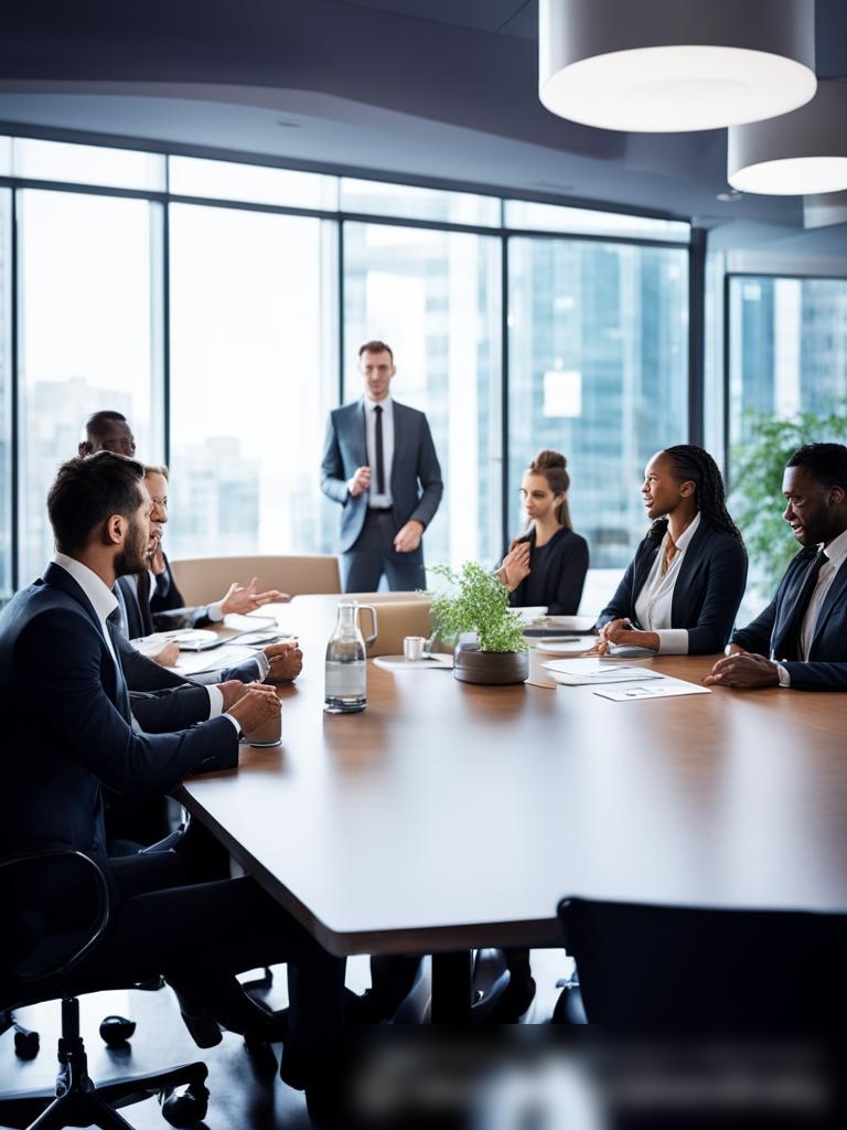 Изображение профессиональной встречи в современном офисе, где обсуждают оптовую продажу товаров для домашнего уборки - Пример 5