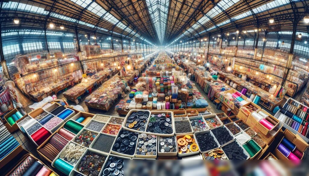 Широкоугольный снимок оживленного оптового рынка галантерейных изделий - Пример 2