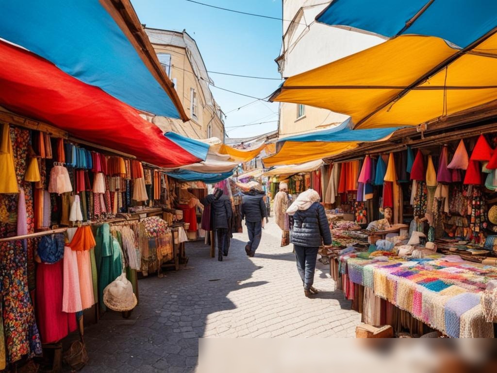 Яркая уличная ярмарка в живописном русском городке, посвященная галантерее и ремеслам - Пример 4