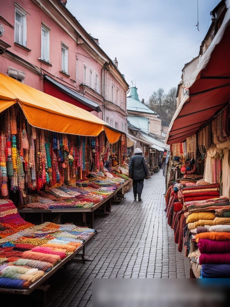 Яркая уличная ярмарка в живописном русском городке, посвященная галантерее и ремеслам - Пример 5