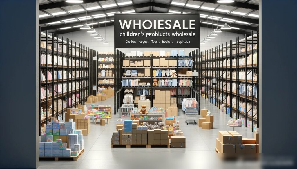 Детализированное изображение интерьера склада, посвященного оптовой торговле детскими товарами - Пример 2