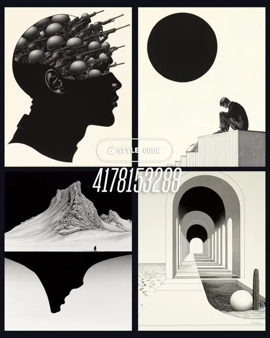 Monochrome Surrealism with Abstract Elements - Пример 2