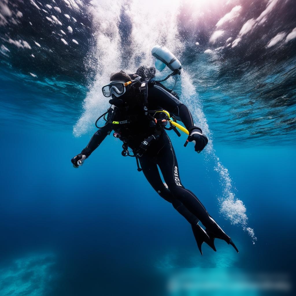 Прыжок водолаза в глубокое синее море с лодки - Пример 3