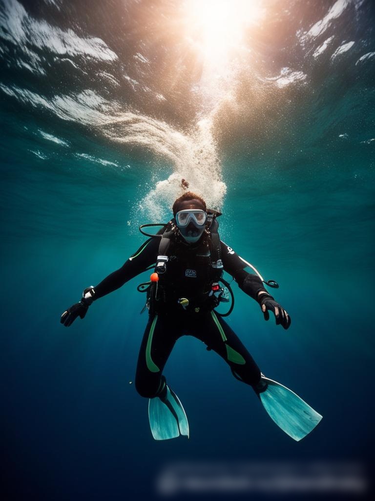 Прыжок водолаза в глубокое синее море с лодки - Пример 5