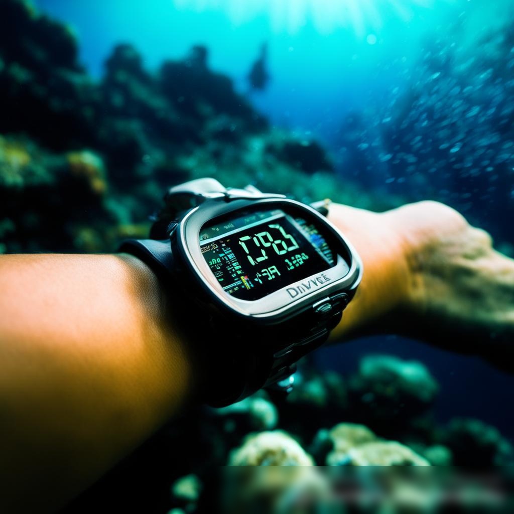 Крупный план руки водолаза, настраивающего цифровой дайв-компьютер - Пример 3