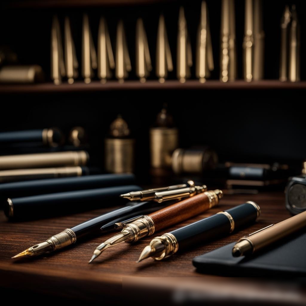 Элегантный набор письменных принадлежностей на темном деревянном фоне: Скачать изображение - Пример 3