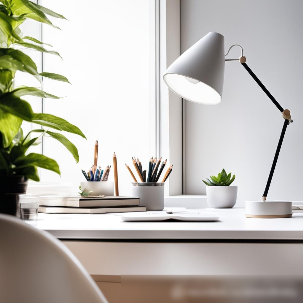 Минималистичный современный офис с белым столом: Скачать изображение - Пример 3