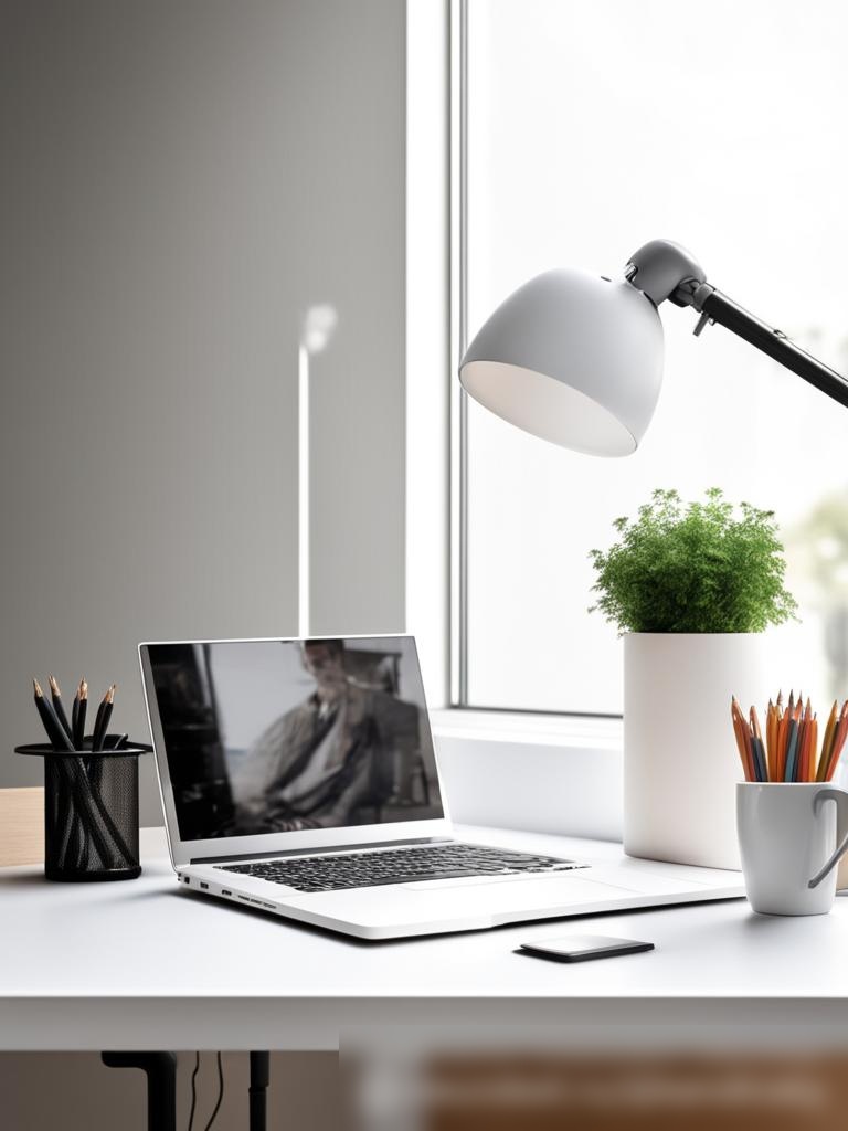 Минималистичный современный офис с белым столом: Скачать изображение - Пример 5