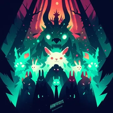 Neon Surreal Forest Creatures - Пример 2