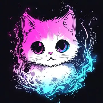 Neon Dreamscape Cat - Пример 2