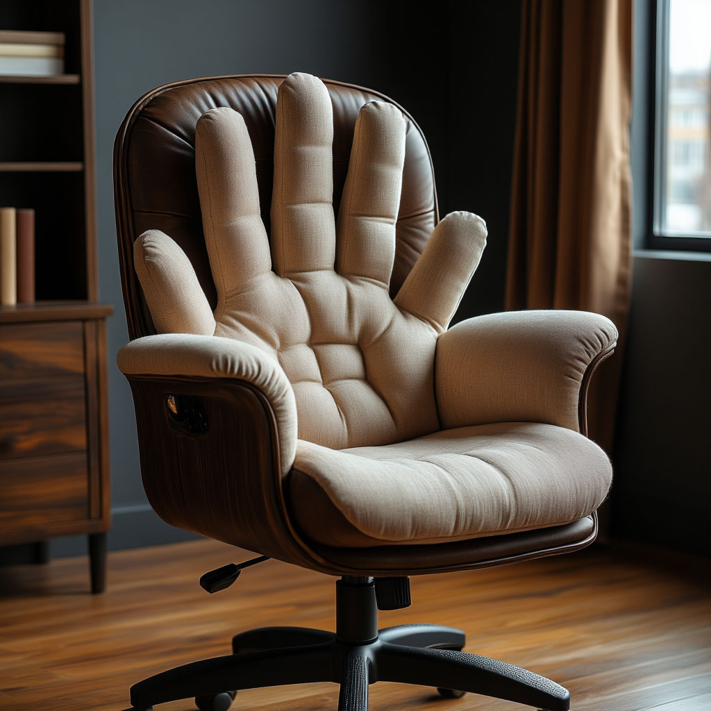 образ подушки в форме руки, ладонью вниз(верх), для офисного кресла «Престиж». - Пример 2