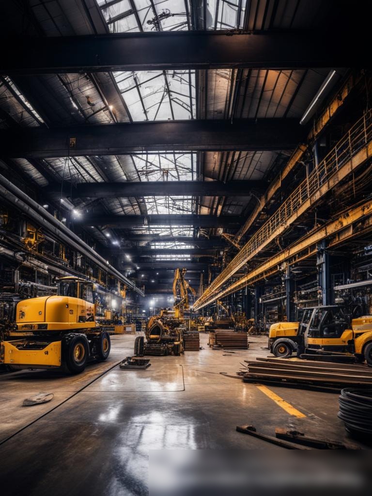 Панорамный вид на крупное промышленное предприятие по ремонту металла — с изображением множества рабочих, оборудования и металлических конструкций - Пример 5