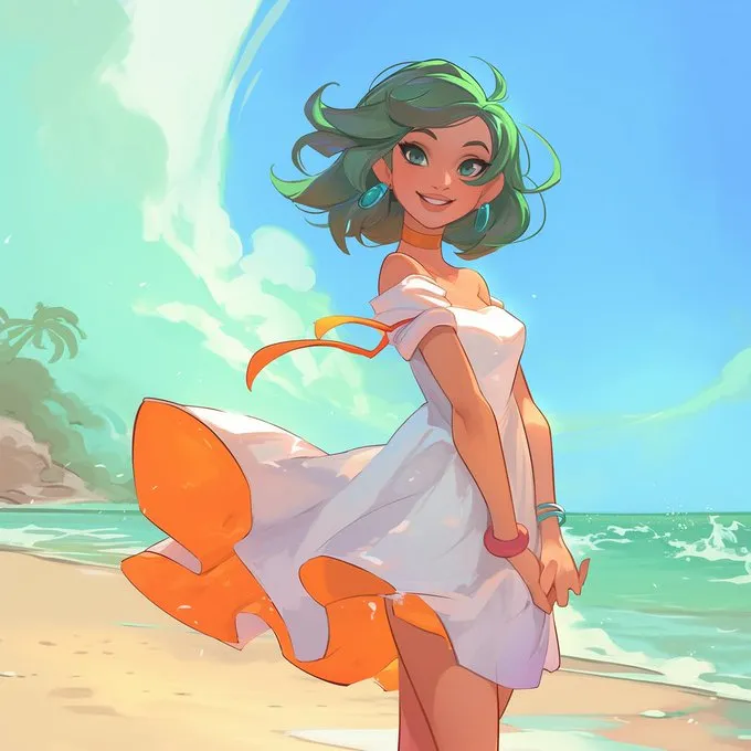 Vibrant Beach Anime Style - Пример 2