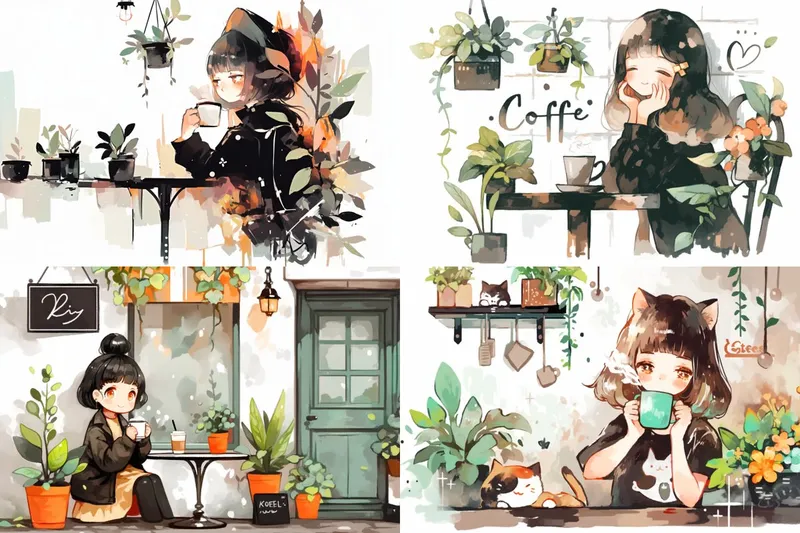 Whimsical Cozy Coffee Moments - Пример 2