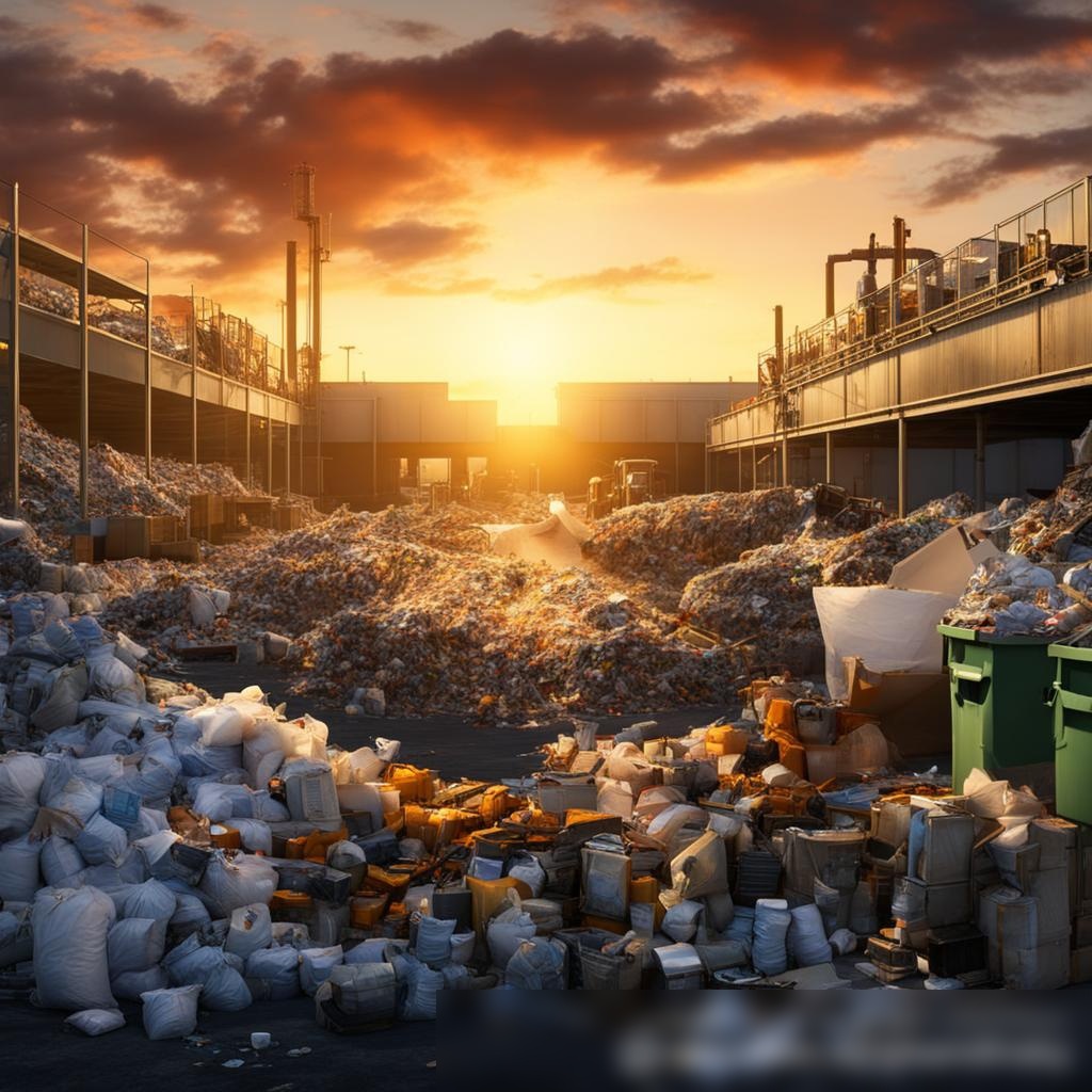 Фотореалистичный образ перерабатывающего завода на закате - Пример 3