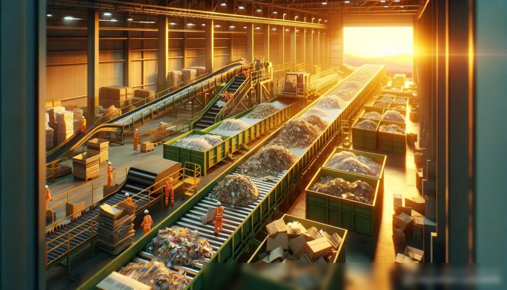 Фотореалистичный образ перерабатывающего завода на закате - Пример 1