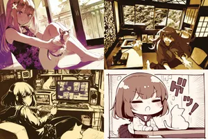 Eclectic Anime and Manga Style with Cat Companions - Пример 1