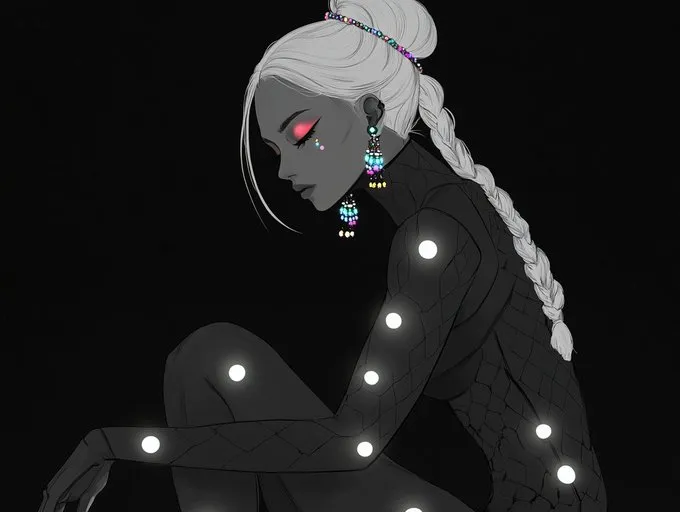 Monochrome Elegance with Neon Accents - Пример 1