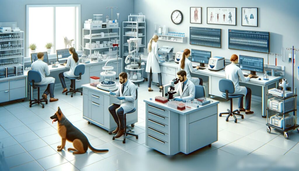 Изображение команды ветеринаров и лаборантов, работающих в лаборатории ветеринарной диагностики - Пример 1