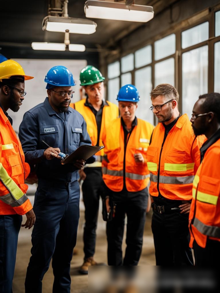 Изображение команды инженеров по безопасности газа на учебном занятии, где один инженер демонстрирует осмотр газового баллона группе внимательных стажеров - Пример 5