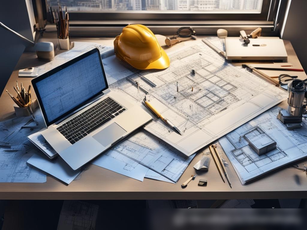 Фотореалистичное изображение рабочего пространства архитектора, вид сверху - Пример 4