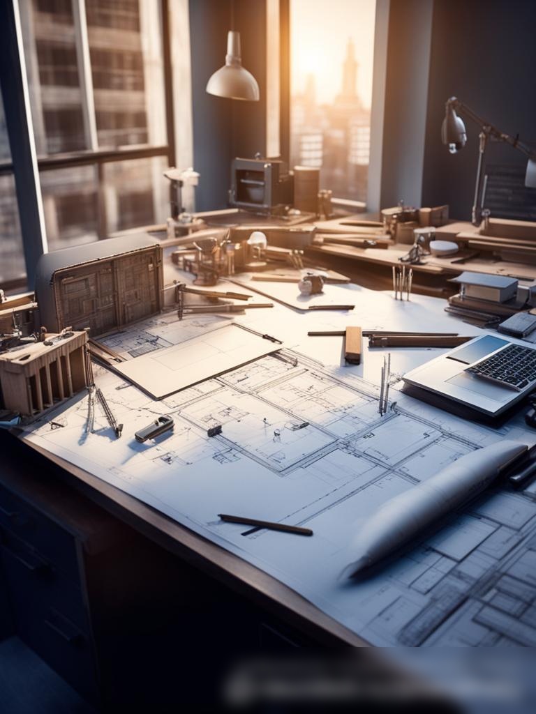 Фотореалистичное изображение рабочего пространства архитектора, вид сверху - Пример 5