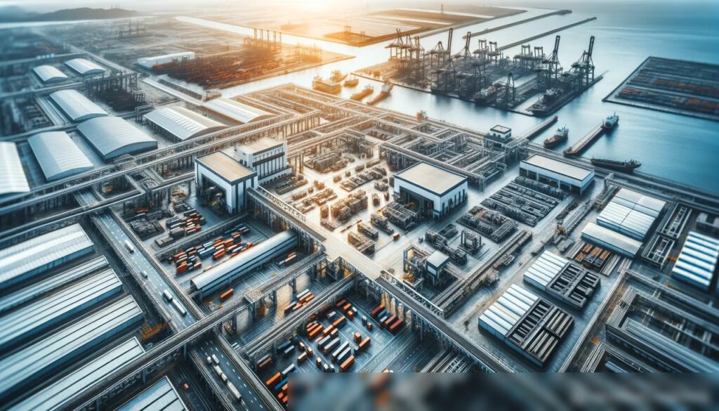 Динамичный воздушный снимок обширного завода по производству металла днем - Пример 2