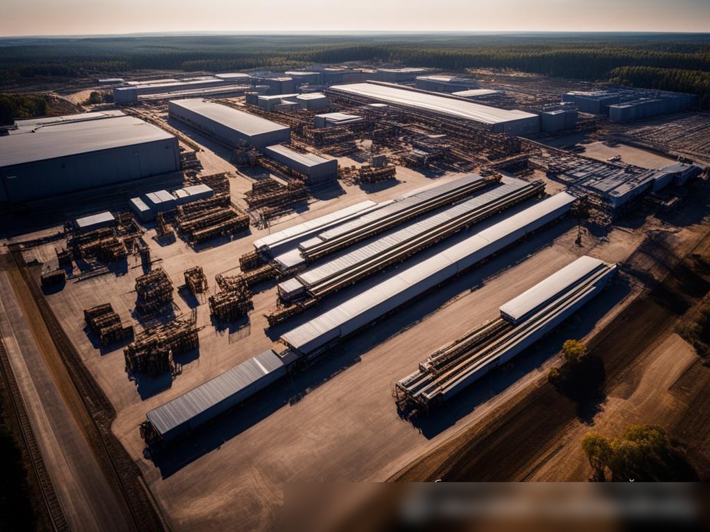 Динамичный воздушный снимок обширного завода по производству металла днем - Пример 4