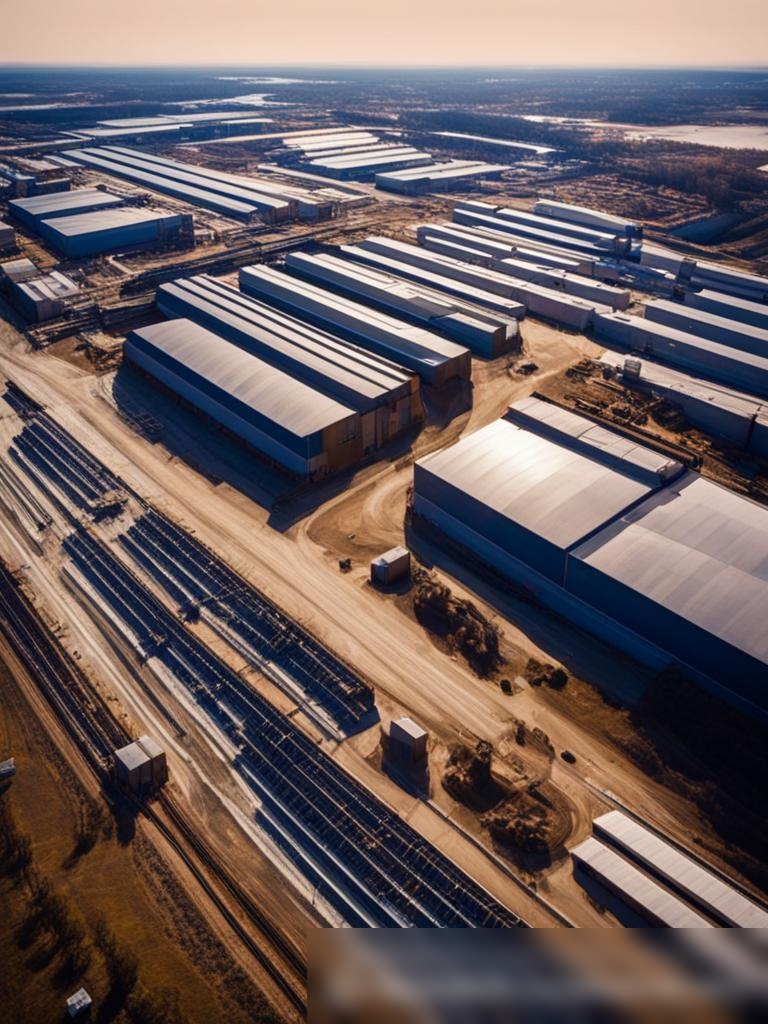 Динамичный воздушный снимок обширного завода по производству металла днем - Пример 5