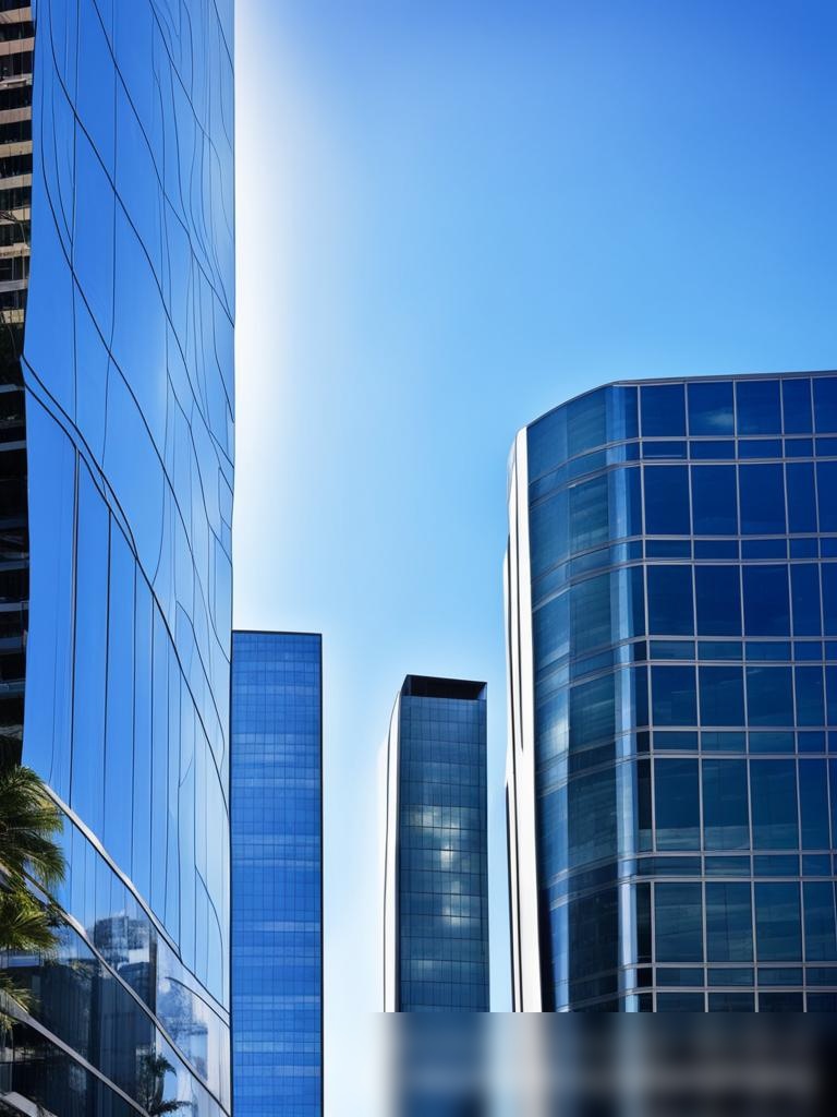 Современный офисный здание с большими окнами из бронированного стекла на фоне ясного голубого неба - Пример 5