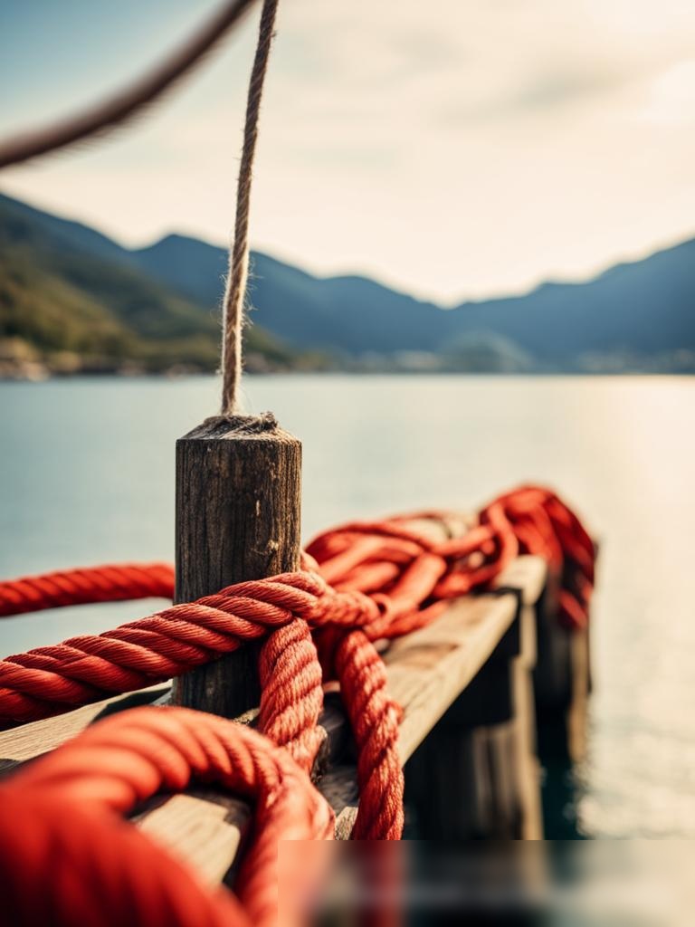 Динамичное изображение, показывающее канаты и тросы в различных сценариях использования: на причале, в горах и в промышленной среде - Пример 5