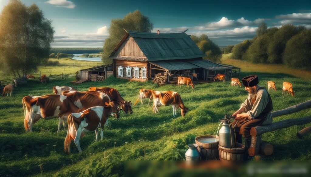 Живописная русская сельская местность с семейной сыроварней - Пример 2