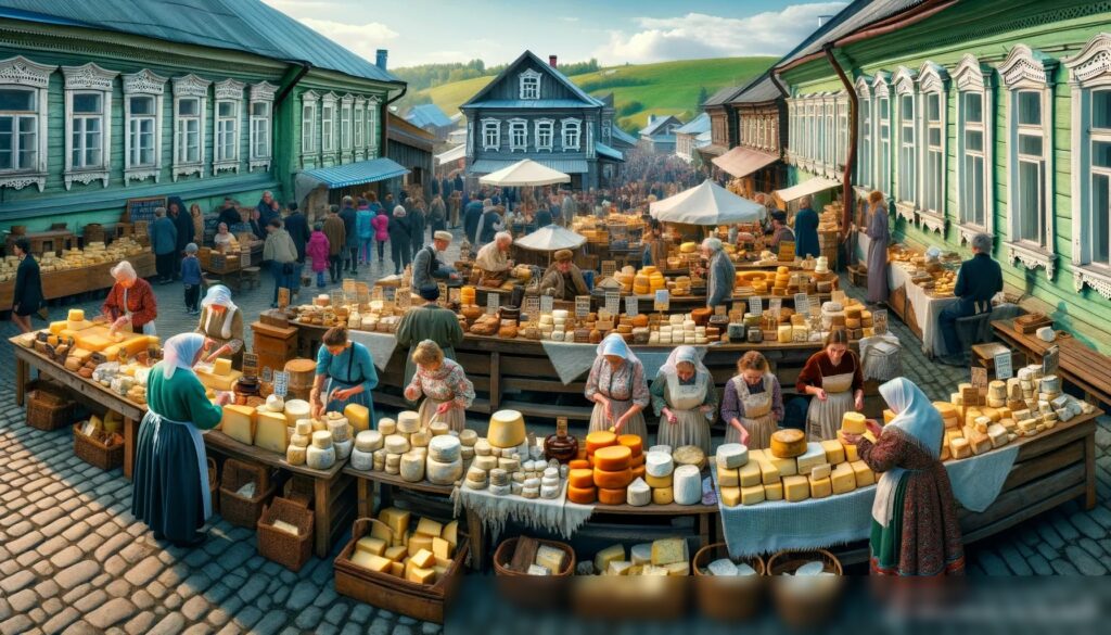Открытый рынок сыра в милой русской деревне - Пример 1