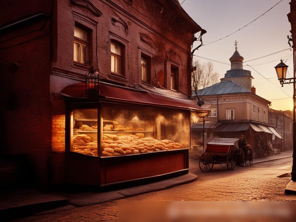 Внешний вид традиционной русской хлебопекарни на рассвете - Пример 4