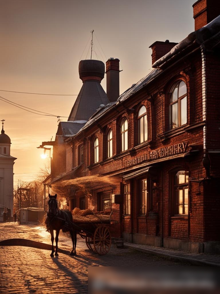 Внешний вид традиционной русской хлебопекарни на рассвете - Пример 5