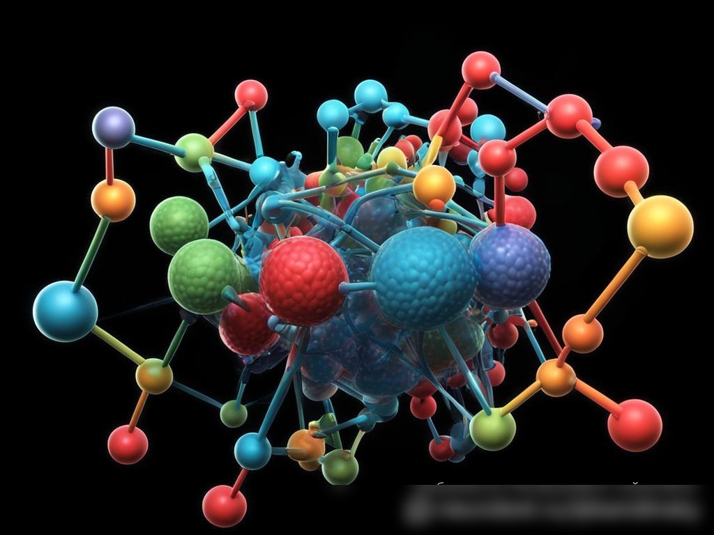 Концептуальное изображение, демонстрирующее молекулярную структуру обычного взрывчатого вещества, например TNT или RDX, выполненное в 3D - Пример 4