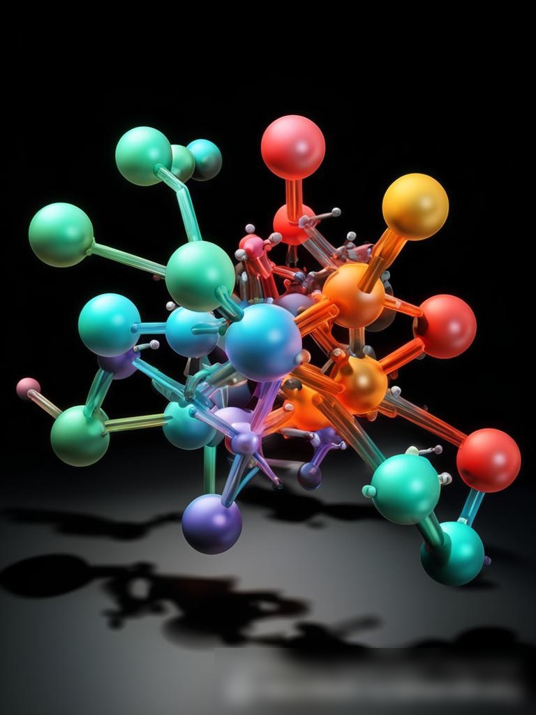 Концептуальное изображение, демонстрирующее молекулярную структуру обычного взрывчатого вещества, например TNT или RDX, выполненное в 3D - Пример 5