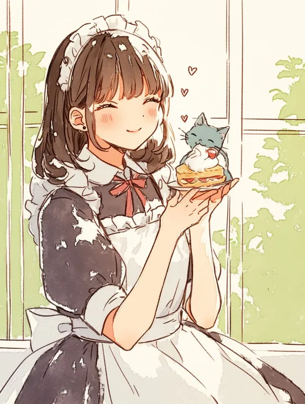 Whimsical Maid Café Illustration - Пример 2
