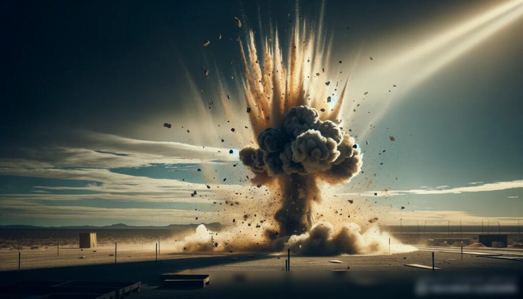 Сцена, изображающая последствия взрыва на контролируемом полигоне - Пример 1